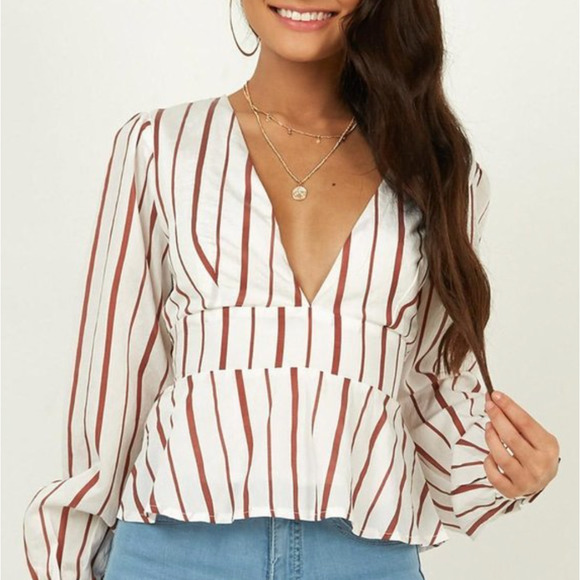 Showpo. Tops - Showpo. Striped Crop Top - So Much to give Top Size 4